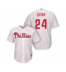 Youth Philadelphia Phillies #24 Roman Quinn Authentic White Red Strip Home Cool Base Baseball Player Jersey