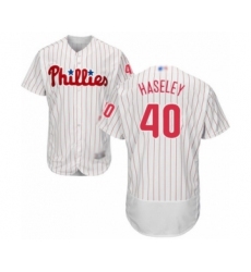 Men's Philadelphia Phillies #40 Adam Haseley White Home Flex Base Authentic Collection Baseball Player Jersey