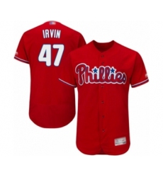 Men's Philadelphia Phillies #47 Cole Irvin Red Alternate Flex Base Authentic Collection Baseball Player Jersey