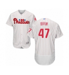 Men's Philadelphia Phillies #47 Cole Irvin White Home Flex Base Authentic Collection Baseball Player Jersey