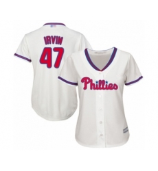 Women's Philadelphia Phillies #47 Cole Irvin Authentic White Red Strip Home Cool Base Baseball Player Jersey