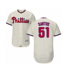 Men's Philadelphia Phillies #51 Enyel De Los Santos Cream Alternate Flex Base Authentic Collection Baseball Player Jersey