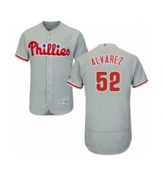 Men's Philadelphia Phillies #52 Jose Alvarez Grey Road Flex Base Authentic Collection Baseball Player Jersey