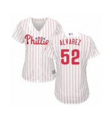 Women's Philadelphia Phillies #52 Jose Alvarez Authentic White Red Strip Home Cool Base Baseball Player Jersey