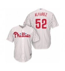 Youth Philadelphia Phillies #52 Jose Alvarez Authentic White Red Strip Home Cool Base Baseball Player Jersey