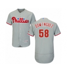 Men's Philadelphia Phillies #58 Seranthony Dominguez Grey Road Flex Base Authentic Collection Baseball Player Jersey