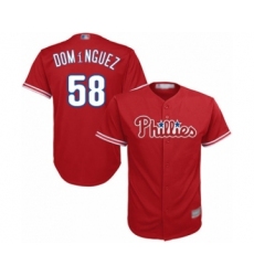 Youth Philadelphia Phillies #58 Seranthony Dominguez Authentic Red Alternate Cool Base Baseball Player Jersey