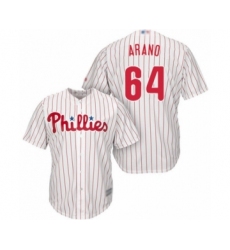 Youth Philadelphia Phillies #64 Victor Arano Authentic White Red Strip Home Cool Base Baseball Player Jersey