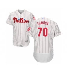 Men's Philadelphia Phillies #70 Arquimedes Gamboa White Home Flex Base Authentic Collection Baseball Player Jersey