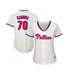 Women's Philadelphia Phillies #70 Arquimedes Gamboa Authentic Cream Alternate Cool Base Baseball Player Jersey