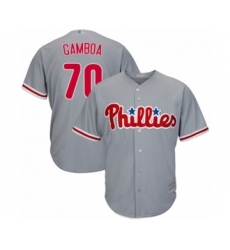 Youth Philadelphia Phillies #70 Arquimedes Gamboa Authentic Grey Road Cool Base Baseball Player Jersey