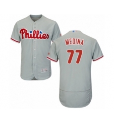 Men's Philadelphia Phillies #77 Adonis Medina Grey Road Flex Base Authentic Collection Baseball Player Jersey