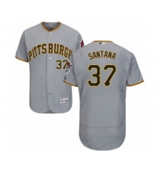 Men's Pittsburgh Pirates #37 Edgar Santana Grey Road Flex Base Authentic Collection Baseball Player Jersey
