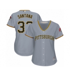 Women's Pittsburgh Pirates #37 Edgar Santana Authentic Grey Road Cool Base Baseball Player Jersey