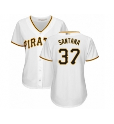 Women's Pittsburgh Pirates #37 Edgar Santana Authentic White Home Cool Base Baseball Player Jersey