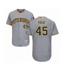 Men's Pittsburgh Pirates #45 Michael Feliz Grey Road Flex Base Authentic Collection Baseball Player Jersey