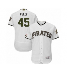 Men's Pittsburgh Pirates #45 Michael Feliz White Alternate Authentic Collection Flex Base Baseball Player Jersey
