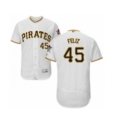 Men's Pittsburgh Pirates #45 Michael Feliz White Home Flex Base Authentic Collection Baseball Player Jersey