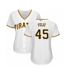 Women's Pittsburgh Pirates #45 Michael Feliz Authentic White Home Cool Base Baseball Player Jersey