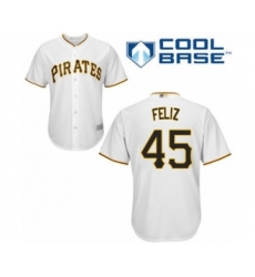 Youth Pittsburgh Pirates #45 Michael Feliz Authentic White Home Cool Base Baseball Player Jersey