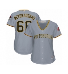 Women's Pittsburgh Pirates #66 Dovydas Neverauskas Authentic Grey Road Cool Base Baseball Player Jersey