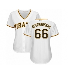Women's Pittsburgh Pirates #66 Dovydas Neverauskas Authentic White Home Cool Base Baseball Player Jersey
