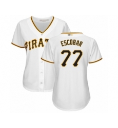 Women's Pittsburgh Pirates #77 Luis Escobar Authentic White Home Cool Base Baseball Player Jersey