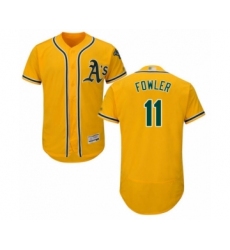 Men's Oakland Athletics #11 Dustin Fowler Gold Alternate Flex Base Authentic Collection Baseball Player Jersey