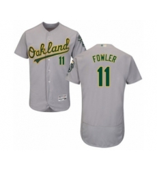 Men's Oakland Athletics #11 Dustin Fowler Grey Road Flex Base Authentic Collection Baseball Player Jersey