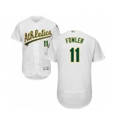 Men's Oakland Athletics #11 Dustin Fowler White Home Flex Base Authentic Collection Baseball Player Jersey