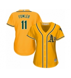 Women's Oakland Athletics #11 Dustin Fowler Authentic Gold Alternate 2 Cool Base Baseball Player Jersey