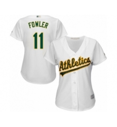 Women's Oakland Athletics #11 Dustin Fowler Authentic White Home Cool Base Baseball Player Jersey