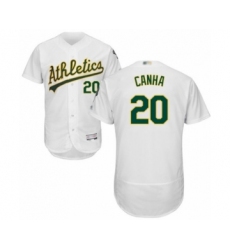 Men's Oakland Athletics #20 Mark Canha White Home Flex Base Authentic Collection Baseball Player Jersey
