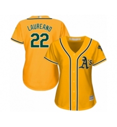 Women's Oakland Athletics #22 Ramon Laureano Authentic Gold Alternate 2 Cool Base Baseball Player Jersey