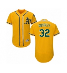 Men's Oakland Athletics #32 Daniel Gossett Gold Alternate Flex Base Authentic Collection Baseball Player Jersey