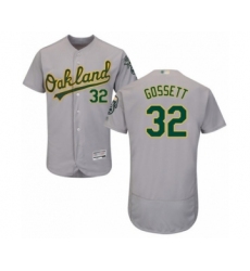 Men's Oakland Athletics #32 Daniel Gossett Grey Road Flex Base Authentic Collection Baseball Player Jersey