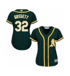 Women's Oakland Athletics #32 Daniel Gossett Authentic Green Alternate 1 Cool Base Baseball Player Jersey