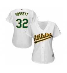 Women's Oakland Athletics #32 Daniel Gossett Authentic White Home Cool Base Baseball Player Jersey