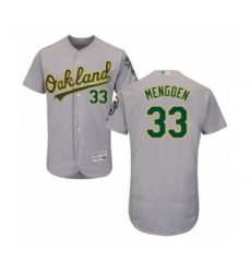 Men's Oakland Athletics #33 Daniel Mengden Grey Road Flex Base Authentic Collection Baseball Player Jersey