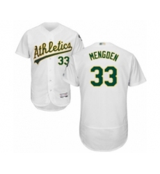 Men's Oakland Athletics #33 Daniel Mengden White Home Flex Base Authentic Collection Baseball Player Jersey