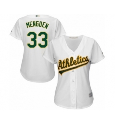 Women's Oakland Athletics #33 Daniel Mengden Authentic White Home Cool Base Baseball Player Jersey