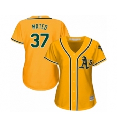 Women's Oakland Athletics #37 Jorge Mateo Authentic Gold Alternate 2 Cool Base Baseball Player Jersey