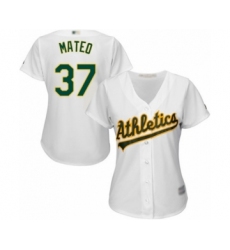 Women's Oakland Athletics #37 Jorge Mateo Authentic White Home Cool Base Baseball Player Jersey