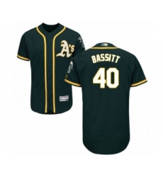Men's Oakland Athletics #40 Chris Bassitt Green Alternate Flex Base Authentic Collection Baseball Player Jersey