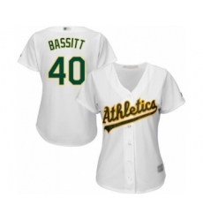Women's Oakland Athletics #40 Chris Bassitt Authentic White Home Cool Base Baseball Player Jersey