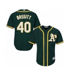 Youth Oakland Athletics #40 Chris Bassitt Authentic Green Alternate 1 Cool Base Baseball Player Jersey
