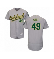 Men's Oakland Athletics #49 Skye Bolt Grey Road Flex Base Authentic Collection Baseball Player Jersey
