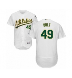 Men's Oakland Athletics #49 Skye Bolt White Home Flex Base Authentic Collection Baseball Player Jersey