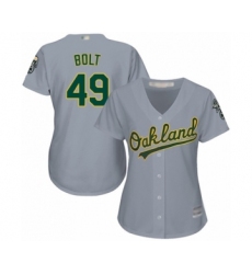 Women's Oakland Athletics #49 Skye Bolt Authentic Grey Road Cool Base Baseball Player Jersey