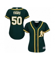 Women's Oakland Athletics #50 Mike Fiers Authentic Green Alternate 1 Cool Base Baseball Player Jersey
